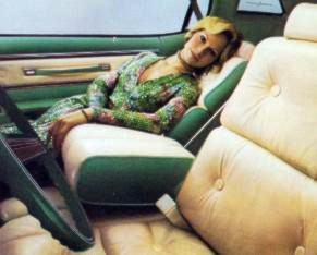 Image: 1975 Ford Thunderbird reclining passenger seat option shown in the Jade Luxury Group interior