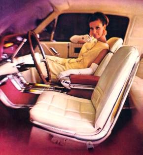 1966 Ford Thunderbird Town Landau interior shown in White Pearl Vinyl with Burgundy appointments